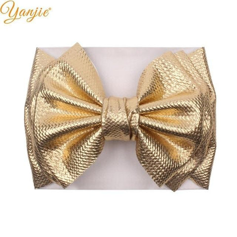 Image of Little Bumper Children Accessories A-Metallic gold Large Girls Double Layer Hair Bow Headband