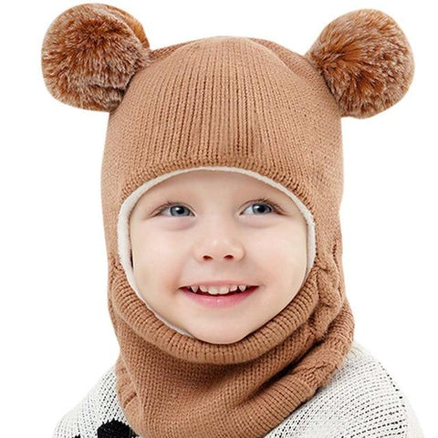Image of Little Bumper Children Accessories Coffee / United States Children Pom Pom Ball Winter Hat