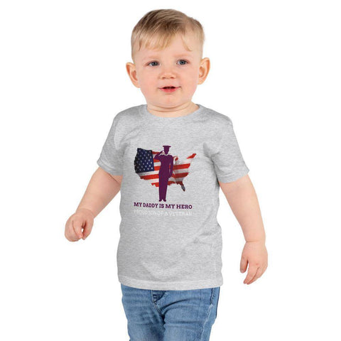 Image of Little Bumper Children Accessories Heather Grey / 2yrs Proud Son of a Veteran Boys T-shirt