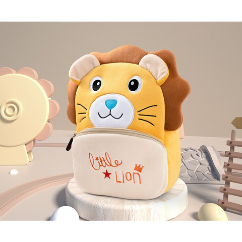 Image of Little Bumper Children Accessories Lion Kindergarten Soft Plush 3D Schoolbag