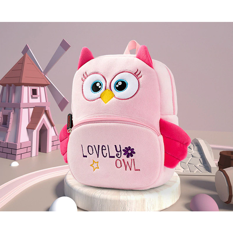 Image of Little Bumper Children Accessories Owl Kindergarten Soft Plush 3D Schoolbag