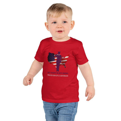 Image of Little Bumper Children Accessories Red / 2yrs Proud Son of a Veteran Boys T-shirt