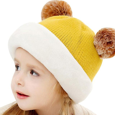 Image of Little Bumper Children Accessories Yellow / United States Children Pom Pom Ball Winter Hat