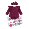 Little Bumper Children Clothes 201222 winered / 18M / United States Casual Flower Print  Set Outfit For Girl