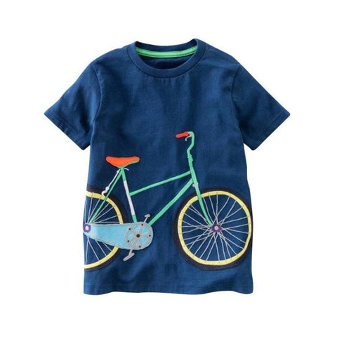 Image of Little Bumper Children Clothes A1 / 5 / United States Short Sleeve Bicycle Print T-shirt