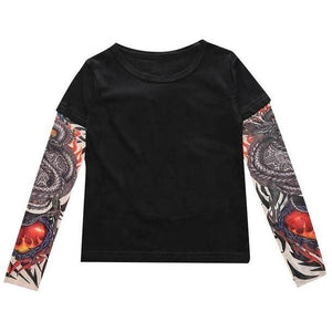 Little Bumper Children Clothes B / 4-5 Years / United States Tattoo Printed Sleeve Floral T-shirt