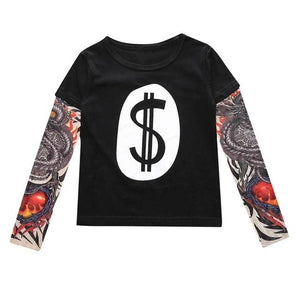 Little Bumper Children Clothes E / 12-18 Months / United States Tattoo Printed Sleeve Floral T-shirt
