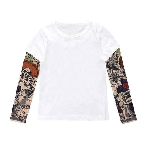 Image of Little Bumper Children Clothes G / 5-6 Years / United States Tattoo Printed Sleeve Floral T-shirt