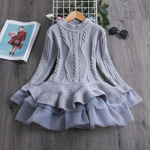 Knitted Chiffon Girl Dress