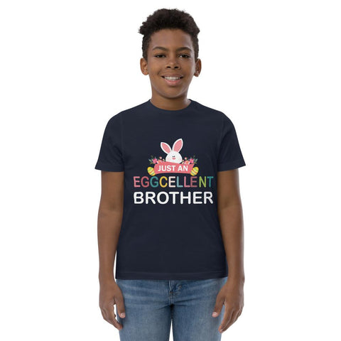 Image of Little Bumper Children Clothes Navy / XS "Just An Eggcellent Brother" Youth Jersey T-shirt