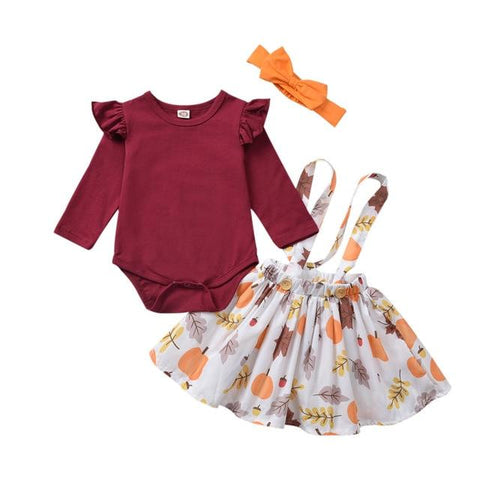 Image of Little Bumper Children Clothes Red / 24M / United States Top+Overall Skirt+Headband 3pc Set