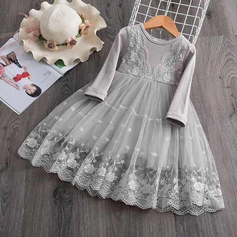 Image of Little Bumper Children Clothes Style 2 Gray / 3T Knitted Chiffon Girl Dress