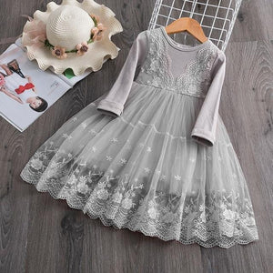 Little Bumper Children Clothes Style 2 Gray / 3T Knitted Chiffon Girl Dress