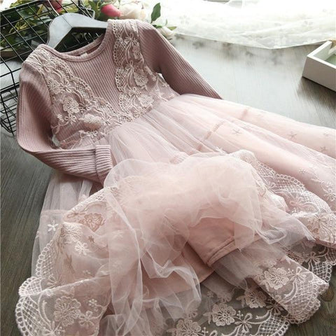 Image of Little Bumper Children Clothes Style 2 Pink / 3T Knitted Chiffon Girl Dress