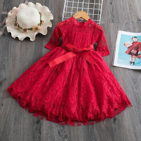 Image of Little Bumper Children Clothes Style 3 Red / 3T Knitted Chiffon Girl Dress