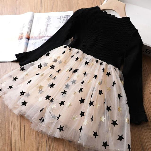 Image of Little Bumper Children Clothes Style 4 Black / 3T Knitted Chiffon Girl Dress