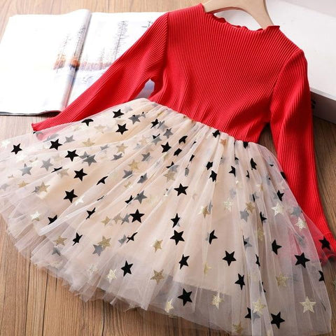 Image of Little Bumper Children Clothes Style 4 Red / 8 Knitted Chiffon Girl Dress