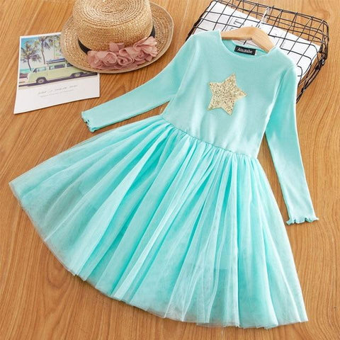 Image of Little Bumper Children Clothes Style 6 Green / 8 Knitted Chiffon Girl Dress