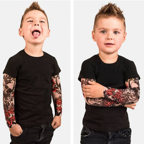 Image of Little Bumper Children Clothes Tattoo Printed Sleeve Floral T-shirt