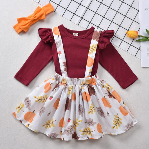 Image of Little Bumper Children Clothes Top+Overall Skirt+Headband 3pc Set