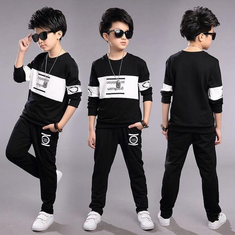 Image of Little Bumper Children Clothes TZ1230-black / 4T Boys Top and Pants Tracksuit Set
