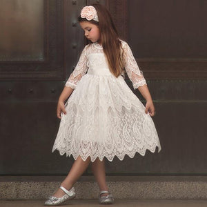 Little Bumper Children Clothes White 1 / 7 Half-sleeve Lace Children Party Dress