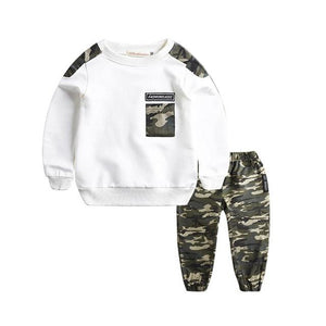 Little Bumper Children Clothes White / 5-7 Years / United States Letter Tracksuit Camouflage Pants Set
