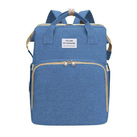 Image of Little Bumper Diaper Bag Blue Waterproof Diaper Bag Portable Folding Bed
