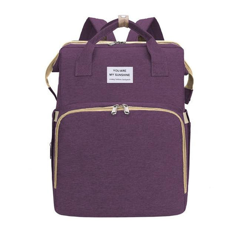 Image of Little Bumper Diaper Bag Purple Waterproof Diaper Bag Portable Folding Bed