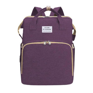 Little Bumper Diaper Bag Purple Waterproof Diaper Bag Portable Folding Bed