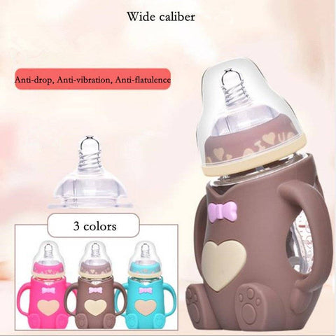 Image of Little Bumper Feeding Baby Cute Feeding Silicone Milk Bottle With Handle