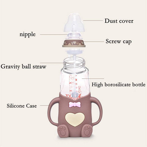 Image of Little Bumper Feeding Baby Cute Feeding Silicone Milk Bottle With Handle