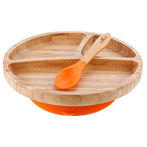 Image of Little Bumper Feeding Bamboo Silicone Suction Divider Plate and Spoon for 9 Month+