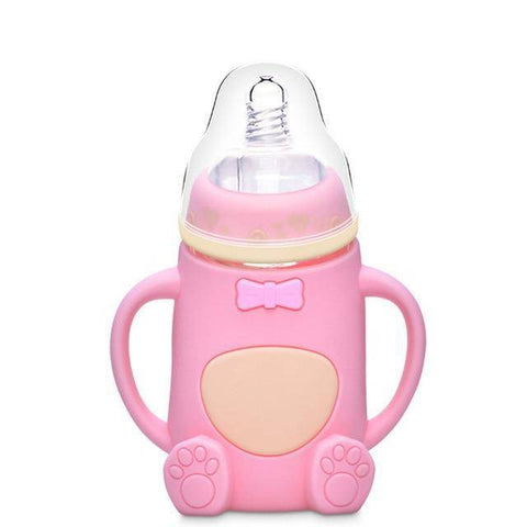 Image of Little Bumper Feeding Blue / United States Baby Cute Feeding Silicone Milk Bottle With Handle