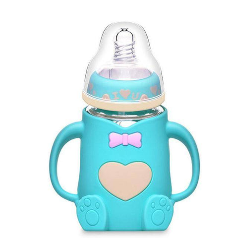 Image of Little Bumper Feeding Green / United States Baby Cute Feeding Silicone Milk Bottle With Handle