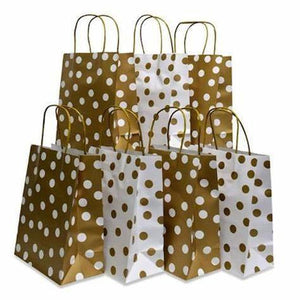Little Bumper Gift Card Gold and White Polka Dot Gift Bags