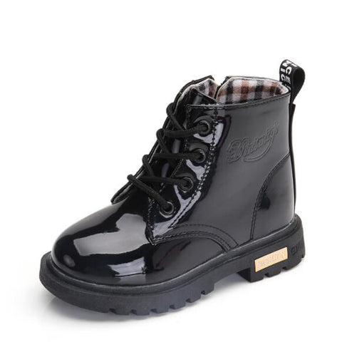 Image of Little Bumper Girl Shoes Black / 2 Children Leather Boots