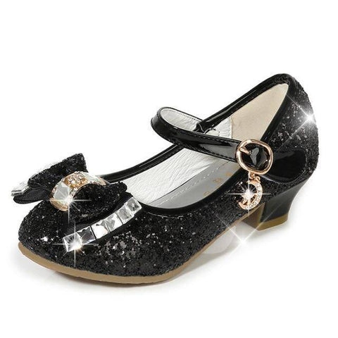 Image of Little Bumper Girl Shoes Black / 30 / United States Princess Girls Glitter High Heel Shoes