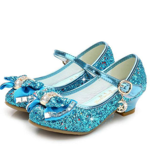Image of Little Bumper Girl Shoes Blue / 28 / United States Princess Girls Glitter High Heel Shoes