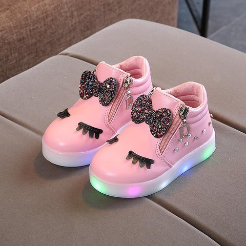 Image of Little Bumper Girl Shoes Pink / 29 Girls Glowing LED Sneakers