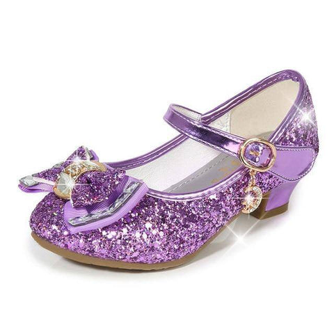 Image of Little Bumper Girl Shoes Purple / 30 / United States Princess Girls Glitter High Heel Shoes