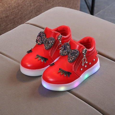 Image of Little Bumper Girl Shoes Red / 27 Girls Glowing LED Sneakers