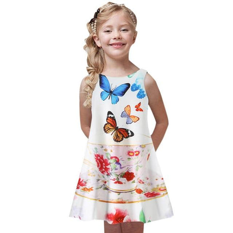 Image of Little Bumper Girls Clothes B / 8 / United States Party Printed Girl Dress