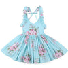 Little Bumper Girls Clothes blue / 2T / United States Summer Beach Style Floral Print Party Backless Dresses For Girls