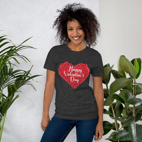 Image of Little Bumper Girls Clothes Dark Grey Heather / XS Happy Valentines Day Short-Sleeve Unisex T-Shirt