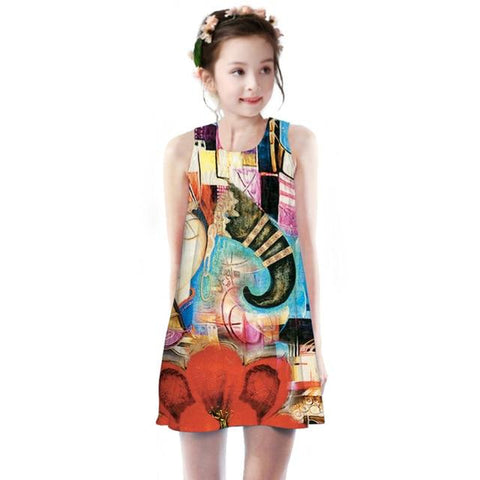 Image of Little Bumper Girls Clothes F / 5 / United States Party Printed Girl Dress