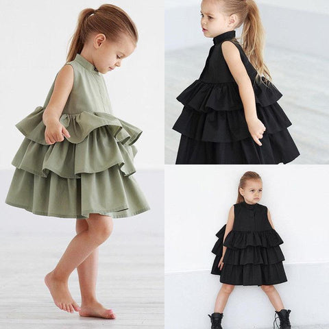 Image of Little Bumper Girls Clothes Girls Sleeveless Ruffled Ballgown Party Dress