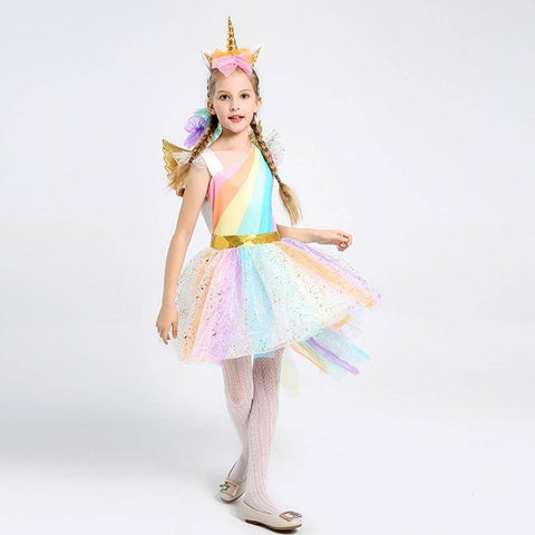 Image of Little Bumper Girls Clothes Girls Unicorn Costume Princess Dress with Headband