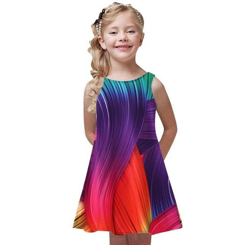 Image of Little Bumper Girls Clothes L / 6 / United States Party Printed Girl Dress