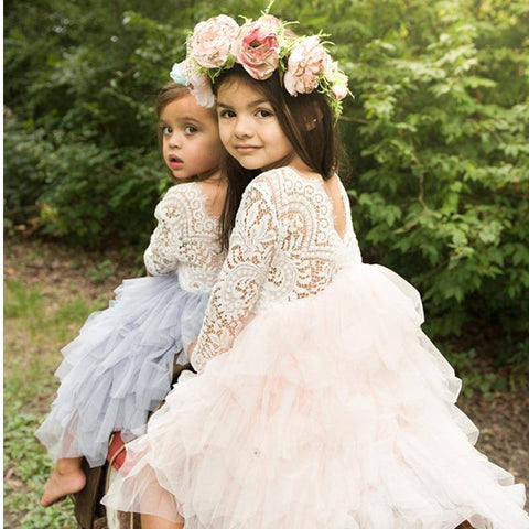 Image of Little Bumper Girls Clothes Lace Princess Irregular Tutu Dress
